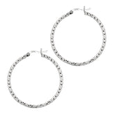 Silver 2X30Mm Diamond Cut Earring